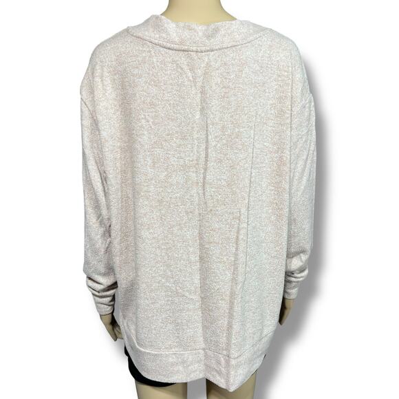 H&M Womens Knit Tunic Sweater Pullover V Neck Long Sleeves Oversized Pink Medium - Picture 3 of 10